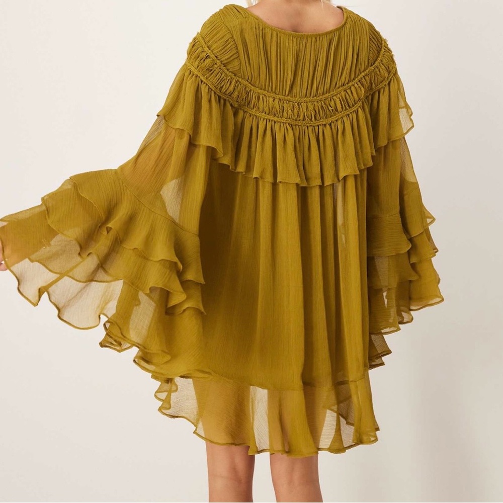 ASOS Macrame Ruffle Sleeve Mini Dress - Picture 2 of 7